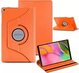 World biz Case for Samsung Galaxy Tab A 10.1 Inch 2019 (SM-T510/T515/T517) PU Leather Smart 360 Rotating Flip Stand Cover, Auto Wake/Sleep Tab T515 T510 Tablet Case (Orange)