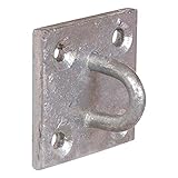 Merriway BH02050 6mm Diameter Metal Wall Anchor Staple on Plate Galvanised Rustproof Steel, 50mm (2 inch) Square