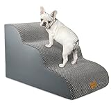 Nepfaivy Dog Steps Stairs for Bed - Non-Slip Pet Stairs for Small Dogs and Cats, 3-Steps Dog Ramp for Sofa with High Density Foam and Removable Cover, 60x40x40cm