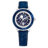 Swarovski Octea Moon Watch, Swiss Made, Moon, Leather Strap, Blue, Blue Finish