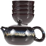 EXCEART Ceramic Antique Teapot Tea Cup Set Kiln Tea Home Teaware Kit for Drinking