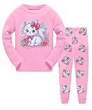QHKEPW Girls Pyjamas Kids Toddler Cat Pjs Sets 6-7 Years Cotton Long Sleeve Sleepwear 2 Piece Clothes Outfits Winter Nightwear Pink