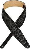 Levy's Leathers Pms44t03-blk 3 inch Suede Leather Tooled Guitar Strap with Paisley Pattern - Black