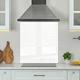 Premium 90 cm x 75 cm White Glass 6mm Kitchen Splashback Heat Resistant Toughened Polished Edges - Back Splash Back Coloured Hob Painted Tempered Splashback