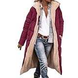 EMUKFD Puffer Coats for Women Uk Fleece Lined Long Jacket Womens Thermal Outerwear Ladies Padded Puffer Jackets Faux Fur Thicken Quilted Outdoor Down Jackets Hooded Full Zipper Coats