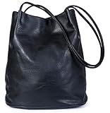 Mabel London Women's Fashion Designer Medium Size Plain Soft Vegan Leather Hobo Bucket Tote Shoulder Bag - Delilah (Black)