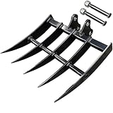 Mini Excavator Rake Attachment,Wide Backhoe Rake,Hydraulic Tilt Backhoe for Mini Excavator or Similar Machines 0.8-2Ton Micro Digger Rake,Hole Diameter:25MM/0.98in,Span:90MM/3.54in