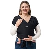 Momcozy Baby Wrap Carrier, Easy to Wear Infant Carrier Slings, Lightweight Hands Free Baby Sling, Adjustable Baby Carriers for Newborn to Toddler 3.6-16kg, Black