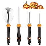 DOJoykey Pumpkin Carving Set, 4pcs Heavy Duty Stainless Steel Pumpkin Carving Tools for Halloween Pumpkin Party Decoration