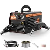 H HZXVOGEN Gasless MIG Welder 220V Flux Core 145A Welder, Dual Voltage 220V MIG Welding Machine, IGBT Inverter Portable Welder Machine with Smart Digital LED, Built-in Indus tria-Grade chip