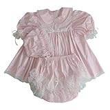Haian Custom Pink PVC Adult Baby Sissy Style Dress with Matching Bonnet and Bloomers Set (Pink, L)
