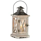 Romadedi Wooden Candle Lantern Rustic Farmhouse - Distressed Wood Candle Holder Lantern Decorative for Vintage Home Decor Shabby Chic Wedding Fireplace Mantel Patio Table Decoration 28 cm, Size S