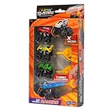 JOHN ADAMS | MICRO SYSTEMZ BIG WHEEL RACERS: Set of 4 Monster Truck micro vehicles with turbo launcher! | Toy Vehicles & Playsets | Die Cast Cars | Ages 4+