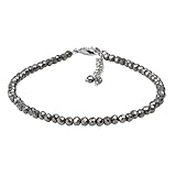 GEMKORA Natural Real Golden Pyrite Crystals Bracelet, 3mm Best Grade Micro Cut Beads, Chakra Energy Healing Gemstone, Beautiful Simple Jewelry, Sterling Silver Jewelry 7+1 inch