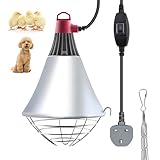 GlowUp 250W Poultry Heat Lamp for Chicks, Infrared Heat Lamp Holder 2 Modes Hign/Low Switch with 2m Wire UK Plug Poultry Heating Lampshade for Kennel Chicks Piggery (No Bulb!)