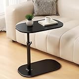 Adjustable Height C Shaped Side Table, 360°Swivel Laptop Tv Tray Desk for Couch and Bedside, Lifting Narrow Coffee Dinner Table for for Living Room Bedroom, Small Under Sofa Table(black)