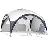 Trail Dome Gazebo with Sides, Portable Steel Pole Shelter, Outdoor Event Camping Garden, 4 Walls, 2 with Doors & Windows, UPF50+ Sun Protection, 4000mm Waterproof, Vent, Bag (3.5m x 3.5m x 2.25m)