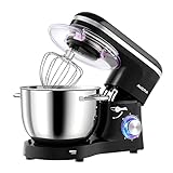 Aucma Stand Mixer, 6.2L Food Mixers for Baking, Electric Kitchen Mixers with Bowl, Dough Hook, Wire Whip & Beater (6.2L, Black)