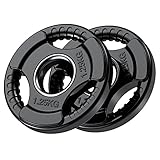 PhysKcal Olympic Weight Plates 2 x 1.25kg with Rubber Finish 2’’ Opening and Tri-Grips, Black Barbell Plates Discs in Pair or Single for Lifting and Strength Training, Solid Cast Iron Weights Set