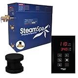 Steamspa Sentry Series 9KW QUICKSTART Steam Bath Generator Package in Matte Black | Luxury Sauna Home Bath Steam Generator for Shower with Touch Screen, Steamhead, and Built-in Auto Drain | SNT900MB-A