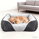JOEJOY Dog Cat Bed Medium Pet Sofa Bed, Warm Lamb Fleece Medium Dog Bed, Washable Dog Bed For Corgi, 63x53x21cm