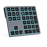 Doohoeek Bluetooth & 2.4G USB Wireless Numeric Keypad for Laptops, PC Computers Macbooks & Tablets, Dual Mode Number pad 34 Keys with 7-Color Backlit for Windows, MacOS & iOS, Gray