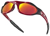 X-Loop Wrap Around Mens Sport Sunglasses - Red with Fire Lens