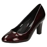Ladies Anne Michelle Patent Court Shoes F9950 - Burgundy Synthetic Crinkle Patent - UK Size 4 - EU Size 37 - US Size 6