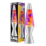 Lava Lamp 2125, Yellow Wax, Purple Liquid, Silver Base and Cap, Original 14.5 inch LAVA Motion Lamp to Illuminate Your Mood