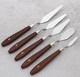 5 Piece Painting Knife Set Palette Stainless Steel Pallet Knives Mixing Scraper for Oil Acrylic Art with Wooden Handle
