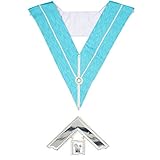 THE MASONIC COLLECTION - Craft Past Masters Collar & Jewel PM - Silver Plated - Made With Light Blue Fabric - Freemason Gifts for Men