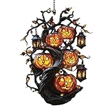 Light Up Evil Pumpkin Scary Jack O'Stack Halloween Ornament Decoration for Outdoor Indoor Garden Party Festival Events Ceramic Eggs (D, One Size)