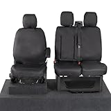 UK Custom Covers To Fit Ford Transit Custom Trend (2013-2023) Tailored Heavy Duty Waterproof Front Seat Covers (Single/Double WITH Pull Down Tray) Black - SC102BAD17