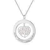 Bo&Pao Family Tree Name Necklace 925 Sterling Silver, Tree of Life Necklace with Engravings