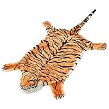 vidaXL Plush Tiger Carpet - Brown, Soft Polyester Animal-shaped Rug for Living Rooms and Bedrooms, Lifelike Design, 144 cm