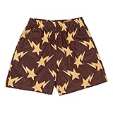 BOOMLEMON Mens Mesh Graphic Print Shorts Casual Workout Cool Shorts Gym Basketball Running Short Pants, Star Coffee, Large