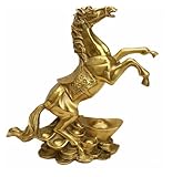 RLKHXBS Tabletop Pure Copper Fortune Horse, Horse Statue, for Collectible Figurines Fortune Horse Yuan Ingots Lucky Crafts Decoration,Brass,Large