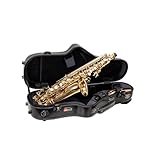Crossrock Polycarbonate Alto Saxophone Case | TSA Lock, Backpack Straps, Scratch-Resistant Shell, Neck & Mouthpiece Storage – Black (CRF4050ASBK)