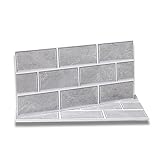Fantasnight Grey Tile Stickers Vinyl Peel and Stick for Bathroom Kitchen 30x15cm 24Pcs Brick Self Adhesive Wall Tile Waterproof Stick on Backsplash for Living Room