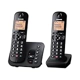 Panasonic KX-TGC262EB Digital Cordless Phone for Elderly with Nuisance Call Block, Answering Machine, Easy-to-read Display, Hands-Free Speakerphone, Alarm Clock, Twin Handset Pack