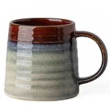 TaoTaojarvie Ceramic Coffee Mugs, 16oz, Large Capacity, Wide Bottom, Transmutation Glaze Craft, Handmade Pottery Mug, Tea Cups with Handle for Office/Home, Dishwasher and Microwave Safe (Black Red)