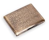 Retro Metal Cigarette Case for Women and Men, Portable Double Sided Spring Clip Open Cigarette Case/Box， Holds 18-20 100mm Cigarettes (Bronze)