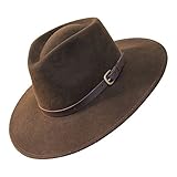Borges & Scott Premium Lewis - Wide Brim Fedora Hat - 100% Wool Felt - Water Resistant - Leather Band - Dark Brown - 58cm (M)