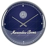 Nostalgic-Art Retro wall clock, Ø 31 cm, Mercedes-Benz – Silver & Blue – Gift idea for Mercedes-Benz fans, large kitchenclock, vintage design