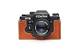 Case for Contax RTS II, Zakao Handmade Genuine Real Leather Half Camera Case Bag Cover for Contax RTS/RTS II RTS2 with Hand Strap (Brown)