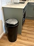 60L Premium Silver Modern Plastic Touch Top Bin, Dustbin, Rubbish Bin for Kitchen, Home With Coloured lids Black/Blue/Red/Silver/Green (SILVER)