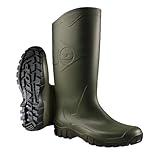 DUNLOP Dane - Unisex Knee High Wellington Rain Boots, Green, Waterproof and Chemical Resistant PVC Work Wellies for Outdoor, Gardening and Leisure Activities - EU44, UK10