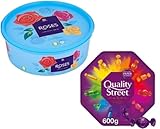 2 x Chocolate Tubs ASSORTED PACK 1 EACH Of Roses 550g, Quality Street 550g Sharing Tub Perfect For Christmas
