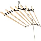 LOWENERGY 7 Lath Pulley Clothes Airer Ceiling Maid – Traditional Victorian Laundry Rack Dryer for Kitchen, Utility, Bathroom or Garage (Black 1.2M)