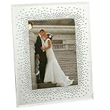 Wedding Mirror Glass Photo Frame Starburst Crystals Design For 5"x7" Pictures FG51357